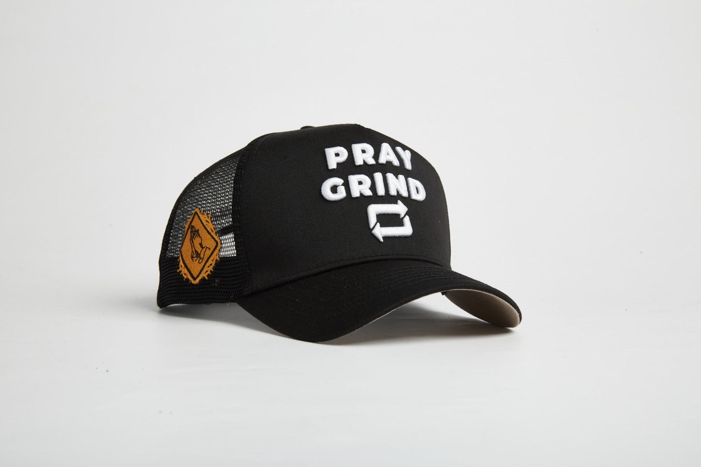 Pray Grind Repeat- Signature Series Black Mesh Snap-Back Proclaim Clothing.