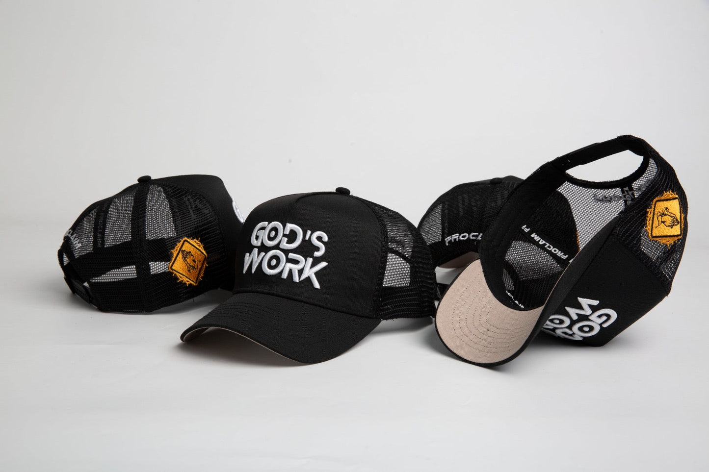 God’s Work- Signature Series Black Mesh Snap-back Proclaim Clothing.