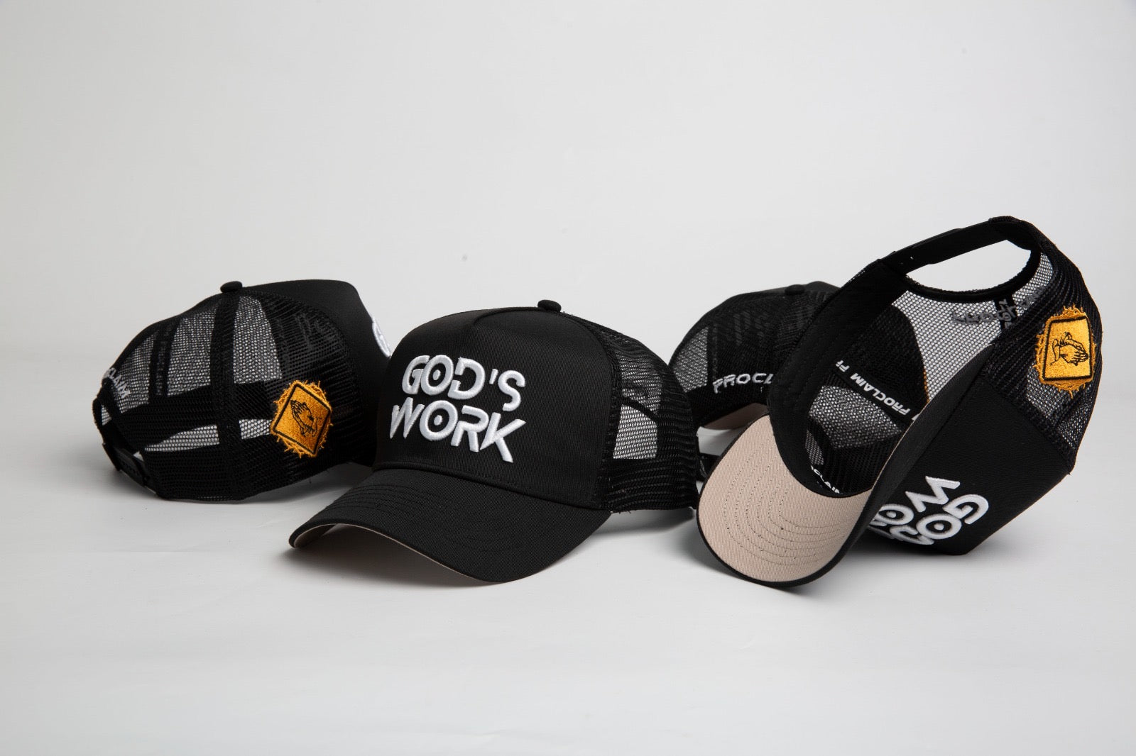 God’s Work- Signature Series Black Mesh Snap-back Proclaim Clothing.