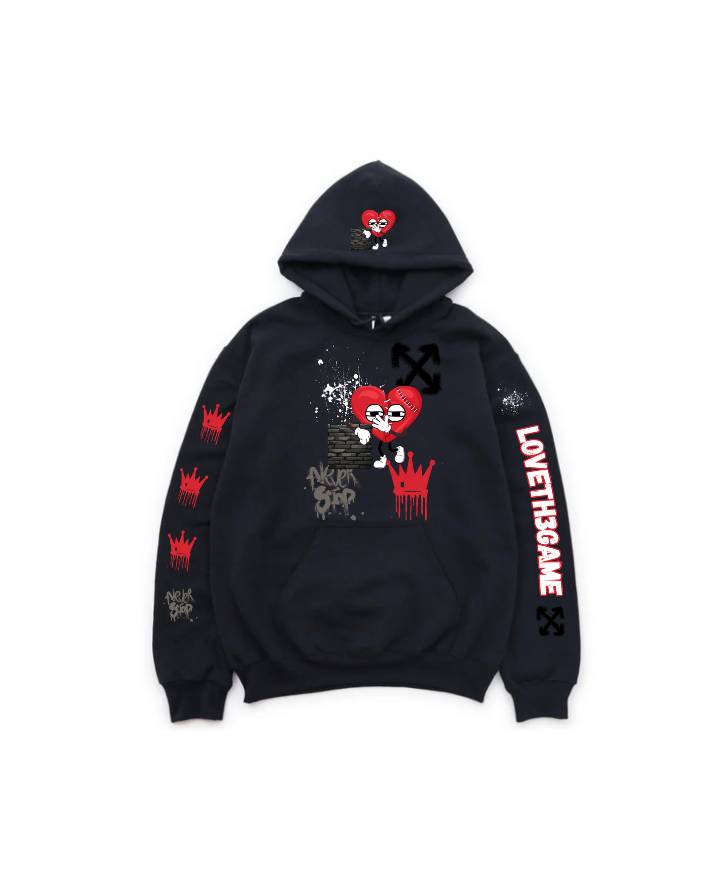 Red Hearted Sweatsuit Loveth3game Clothing