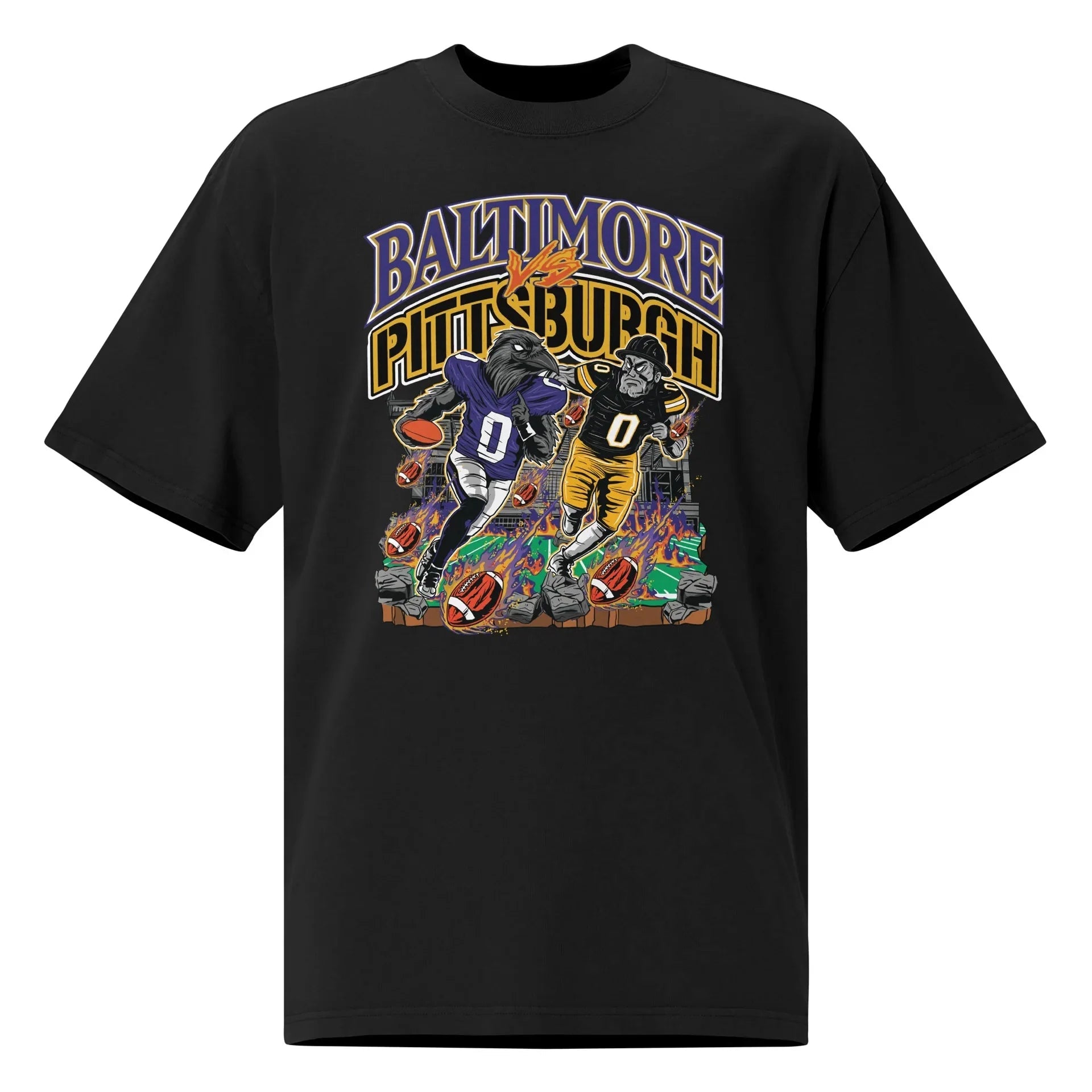 Baltimore vs Pittsburgh "Rivalry" Black T-Shirt Mercy Rule