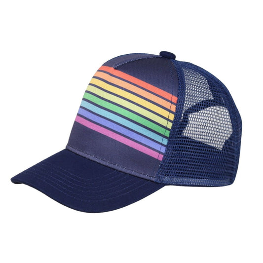 Blue Rainbow Stripe Trucker Hat Wild Child Hat Co