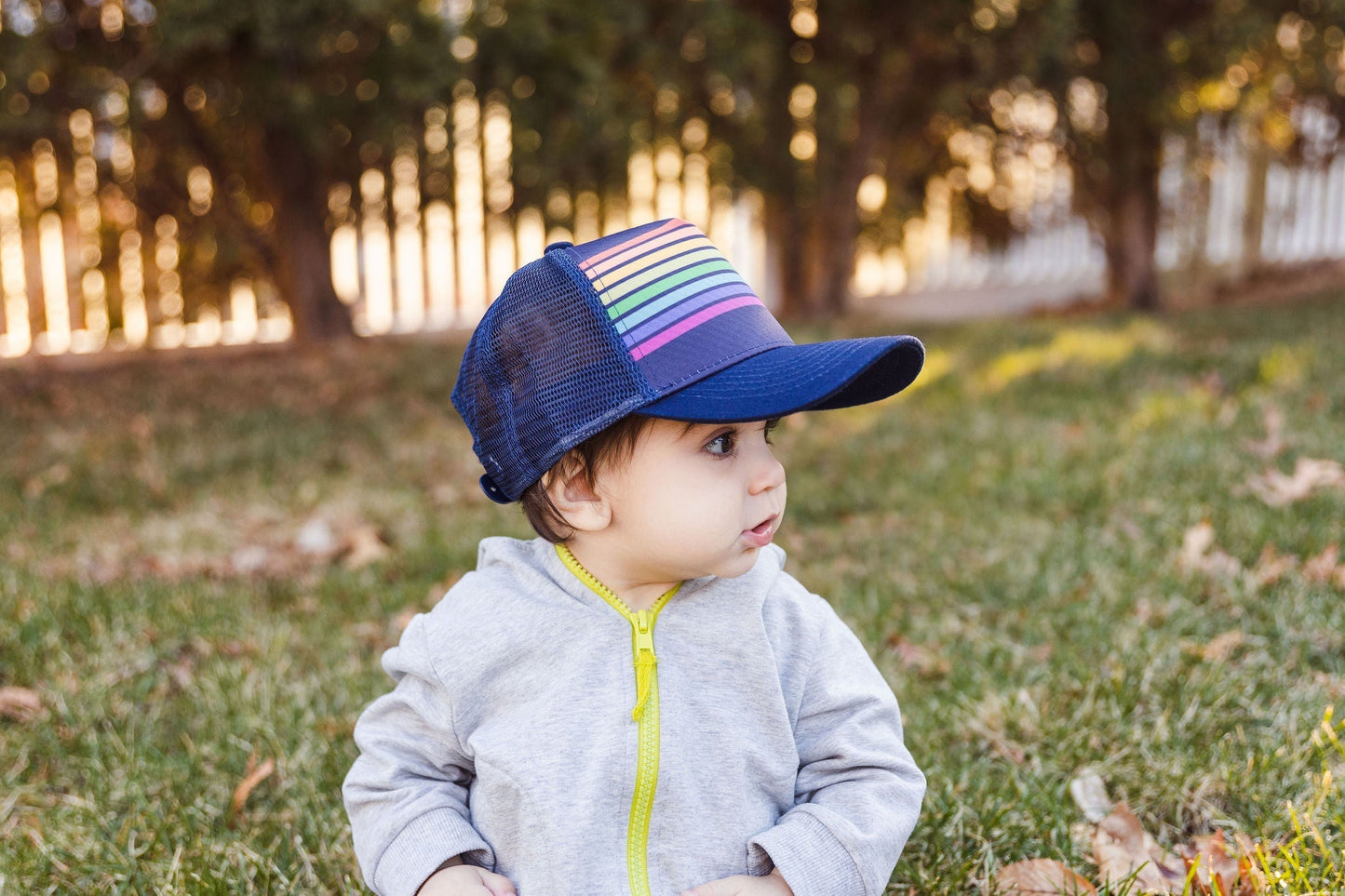 Blue Rainbow Stripe Trucker Hat Wild Child Hat Co